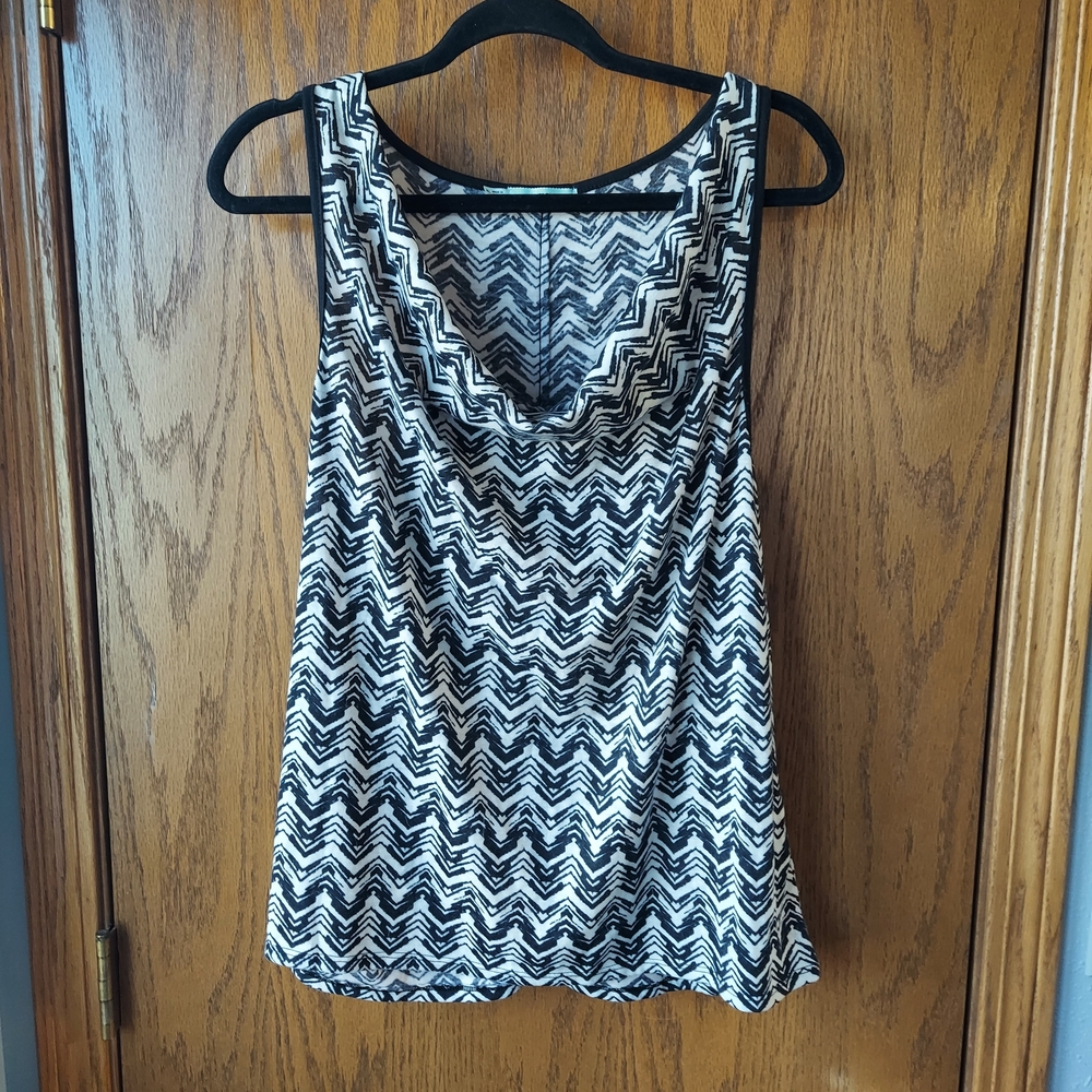 Maurices Black & White Chevron Cowl Tank Xl  Dressy Top